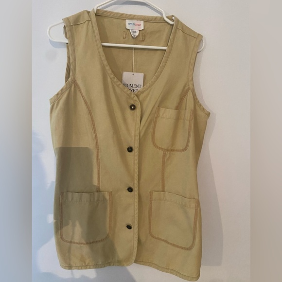 Light Yellow Women’s 3 Pocket Button Up Safari Style Vest Stretchy Cotton Sz M - Picture 6 of 10
